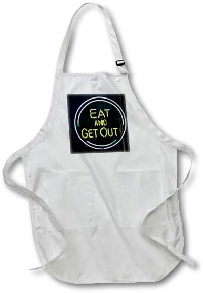 3dRose apr_90167_4 Illinois, Chicago. Humorous neon Sign at a Diner - Jaynes Gallery - Full Length Apron with Pockets, 22 by 30-Inch, Black