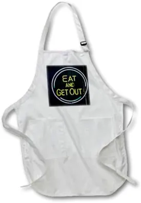 3dRose apr_90167_4 Illinois, Chicago. Humorous neon Sign at a Diner - Jaynes Gallery - Full Length Apron with Pockets, 22 by 30-Inch, Black
