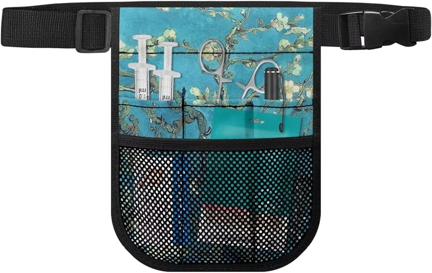Almond Blossoms Tree Oil Painting Nurse Fanny Pack for Women Medical Organizer Belt Nurse Storage Bag Waist Bag Pouch for Medical Scissors Care Kit Tool