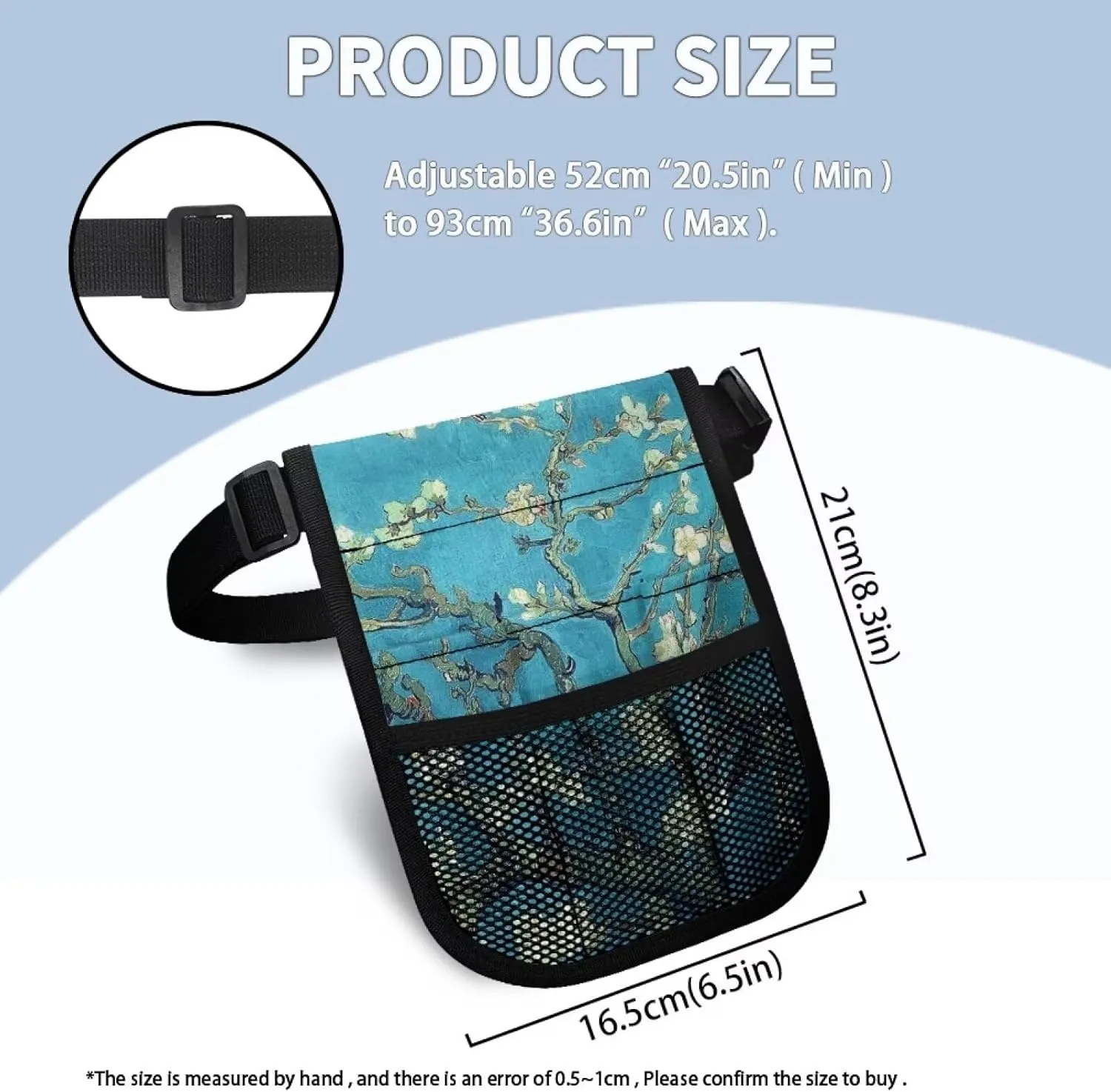 Almond Blossoms Tree Oil Painting Nurse Fanny Pack for Women Medical Organizer Belt Nurse Storage Bag Waist Bag Pouch for Medical Scissors Care Kit Tool