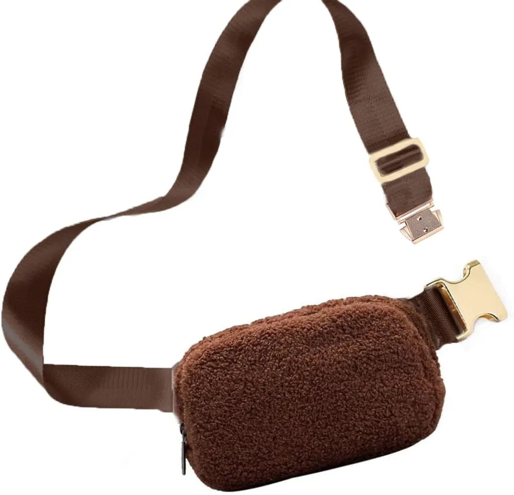 Athletica Everywhere Fleece Belt Bag,Crossbody Bag Fanny Pack for Women,Cute Mini Everywhere Bum Hip Waist Pack,Gold Buckle Dupes