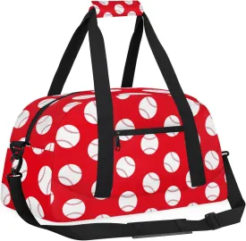 Baseball Red 18 inch Small Gym Bag for Women and Men, Lightweight Carry On Weekender Bag Mini Duffel Bag for Travel Sports Workout