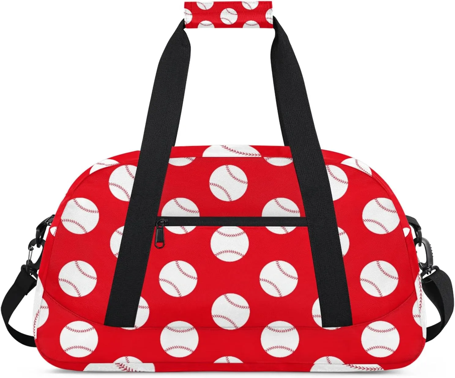 Baseball Red 18 inch Small Gym Bag for Women and Men, Lightweight Carry On Weekender Bag Mini Duffel Bag for Travel Sports Workout