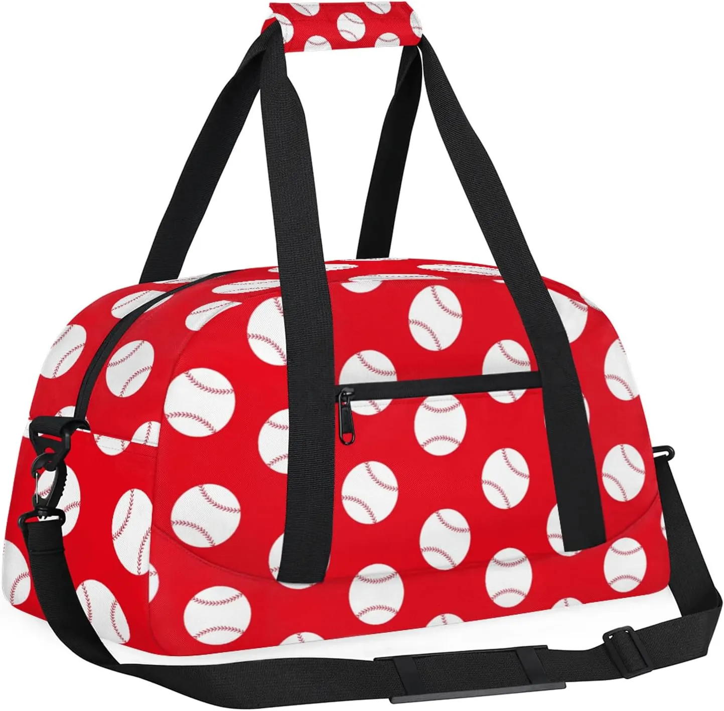 Baseball Red 18 inch Small Gym Bag for Women and Men, Lightweight Carry On Weekender Bag Mini Duffel Bag for Travel Sports Workout