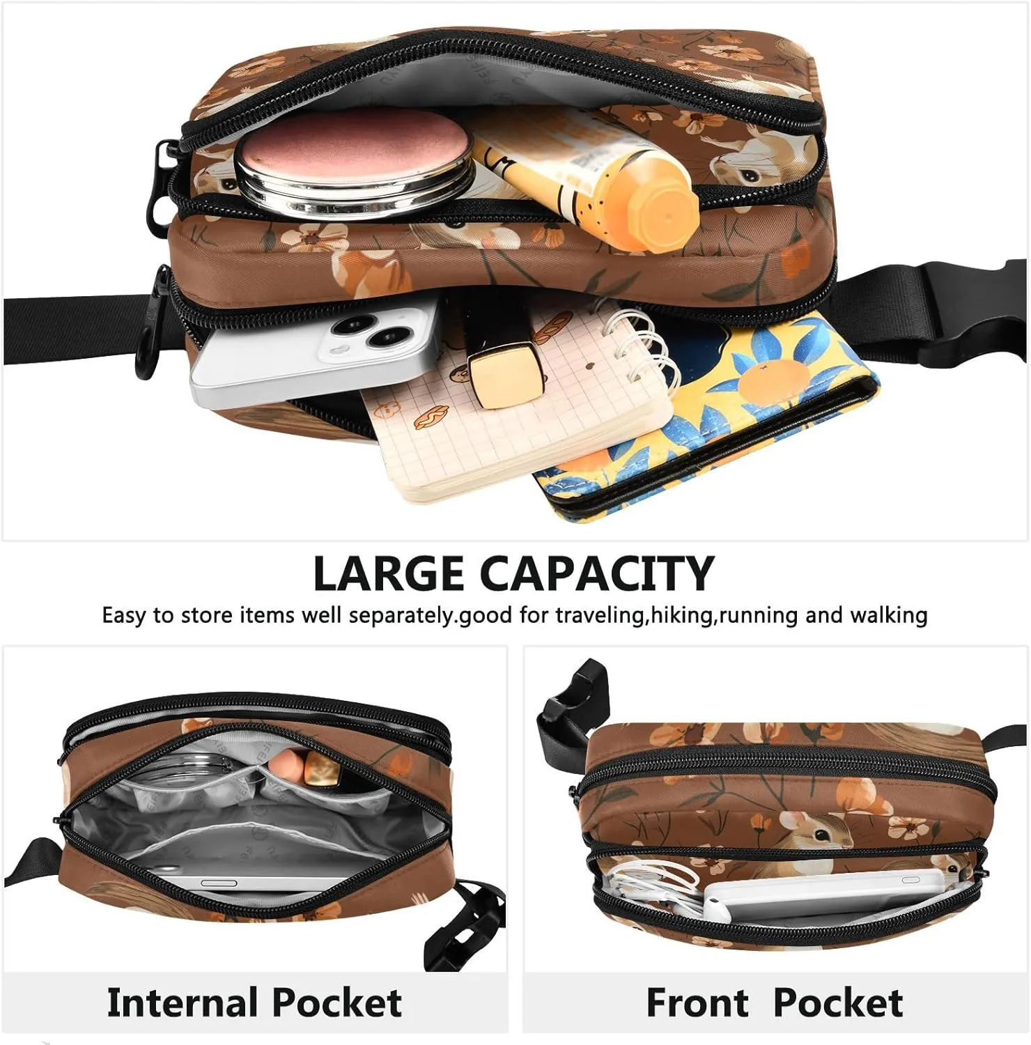 Beauty animal Terracotta Stylish Waist Bag Fanny Pack for Men Women Small Crossbody Sport Bag with Adjustable Strap for Shopping Sports Work