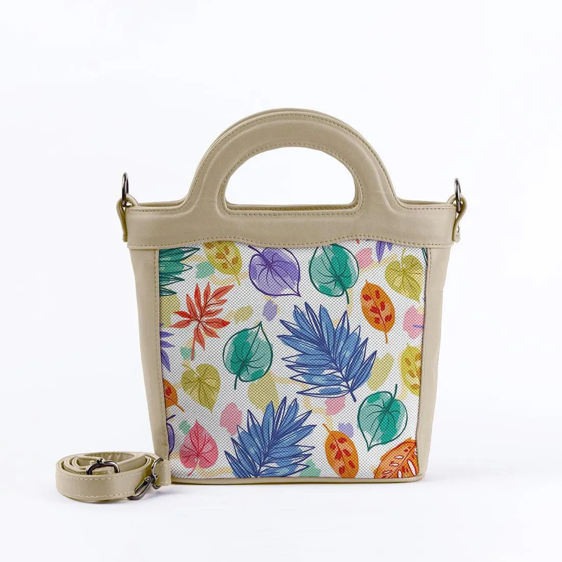 Beige Top Handle Handbag Floray Art