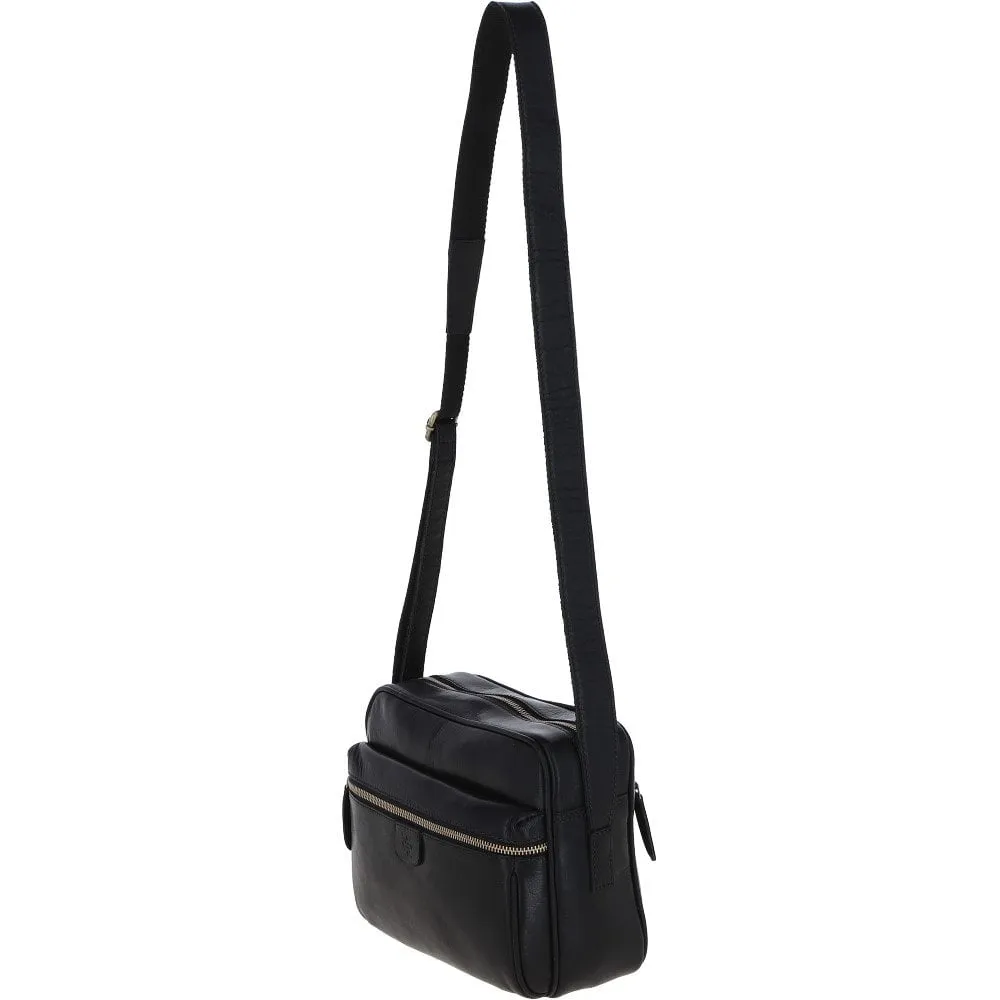 Black 'Ash' Leather Messenger Bag