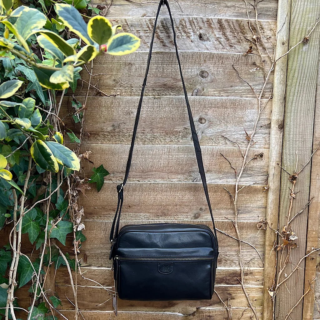 Black 'Ash' Leather Messenger Bag