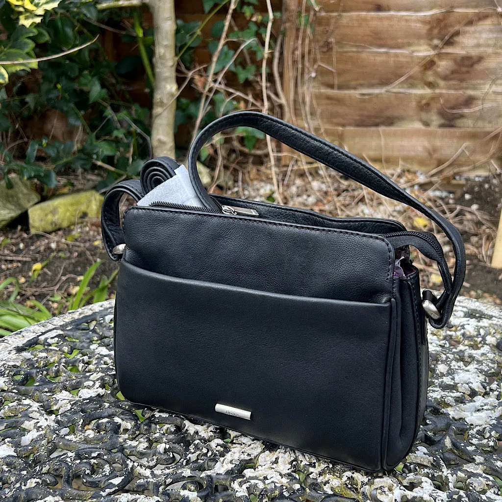 Black Classic 'Brenda' Leather Crossbody Bag