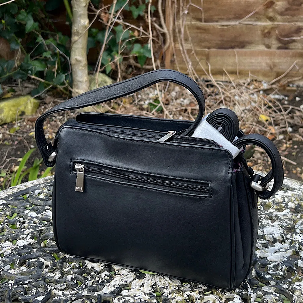Black Classic 'Brenda' Leather Crossbody Bag