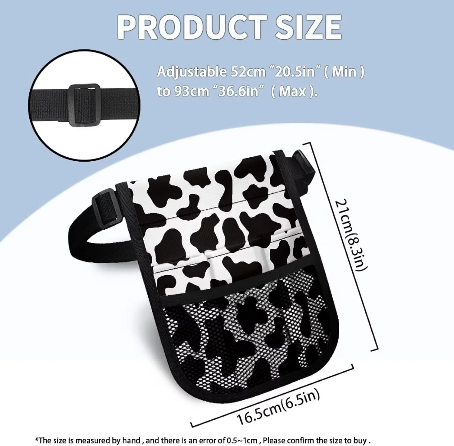 Black Cow Print Nurse Fanny Pack for Women Medical Organizer Belt Nurse Storage Bag Waist Bag Pouch for Medical Scissors Care Kit Tool