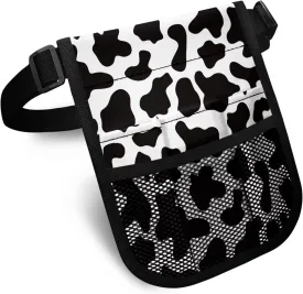 Black Cow Print Nurse Fanny Pack for Women Medical Organizer Belt Nurse Storage Bag Waist Bag Pouch for Medical Scissors Care Kit Tool