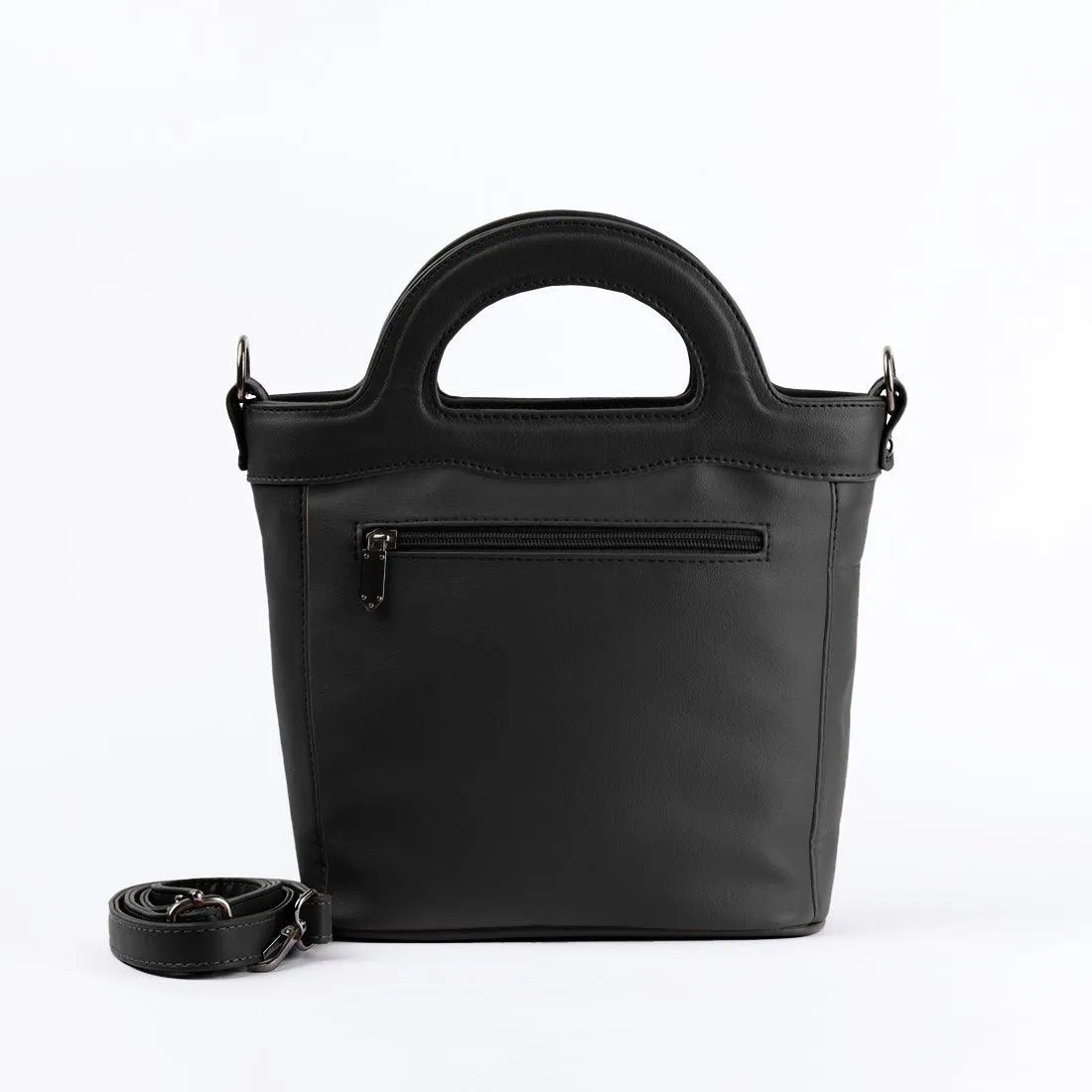 Black Top Handle Handbag Skin