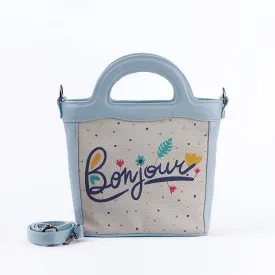 Blue Top Handle Handbag Bonjour