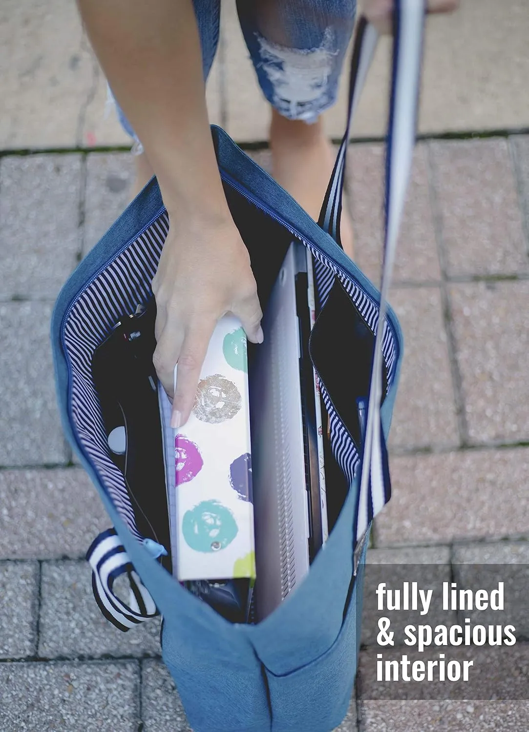 Brooke & Jess Designs Large Work Tote Bags with Pockets for Women - Travel Carry-on Laptop Bag