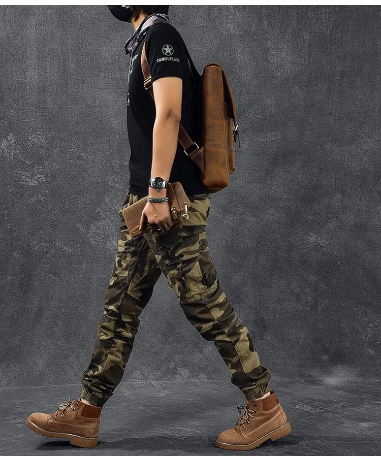 Brown Leather Mens 14" Laptop Backpack Hiking Backpack Travel Backpack College Bag for Men