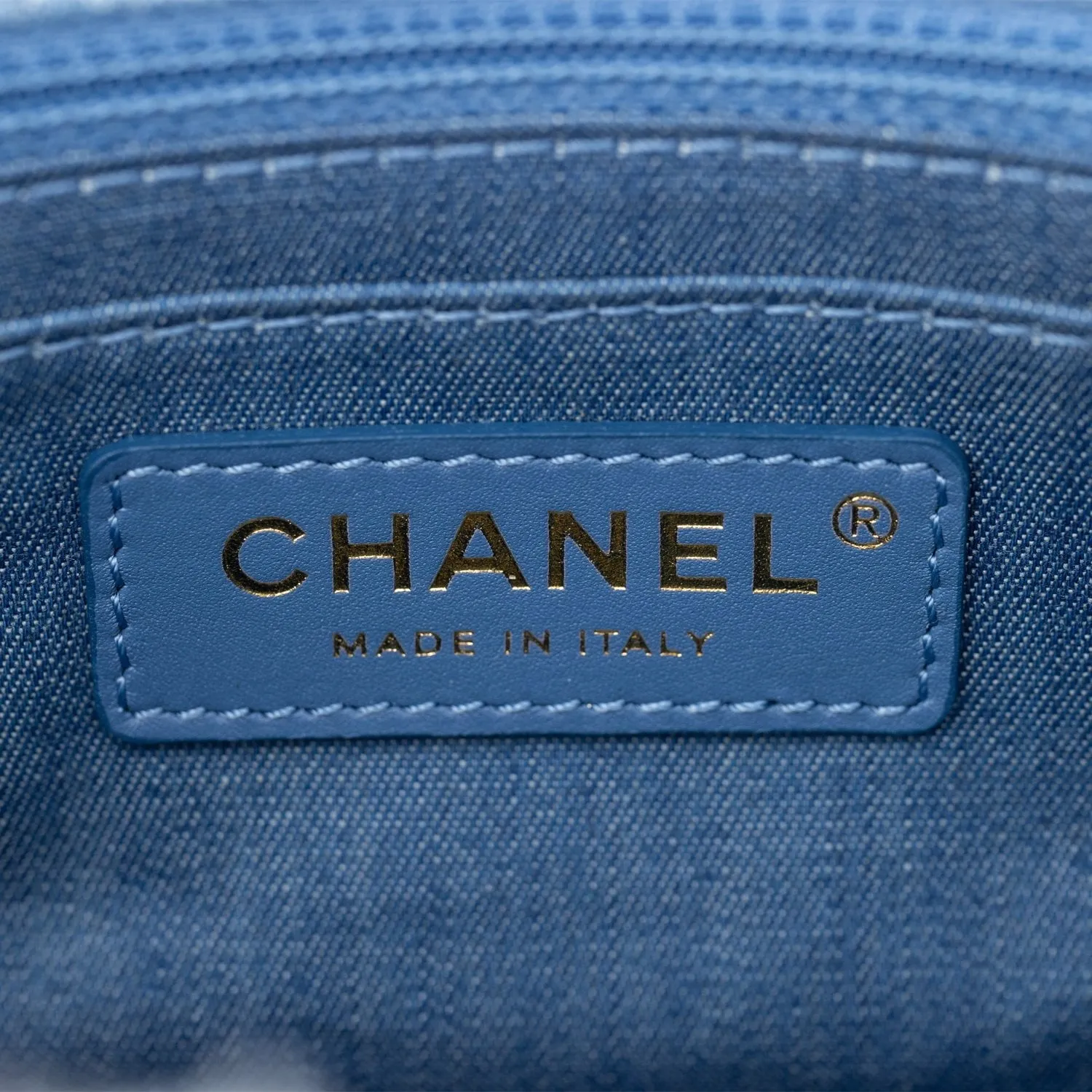 Chanel Pearl Crush Mini Square Flap Bag Denim Antique Gold Hardware