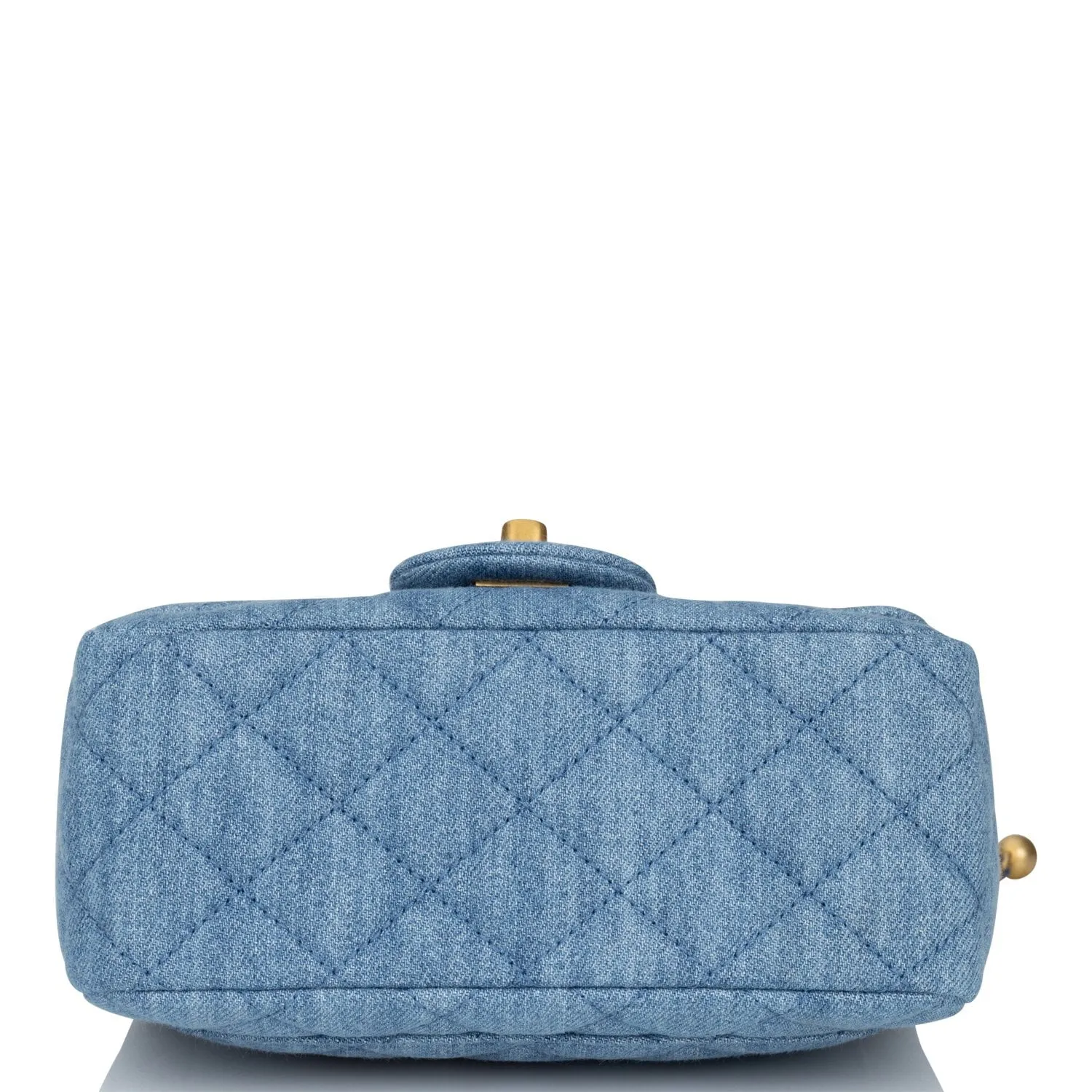 Chanel Pearl Crush Mini Square Flap Bag Denim Antique Gold Hardware
