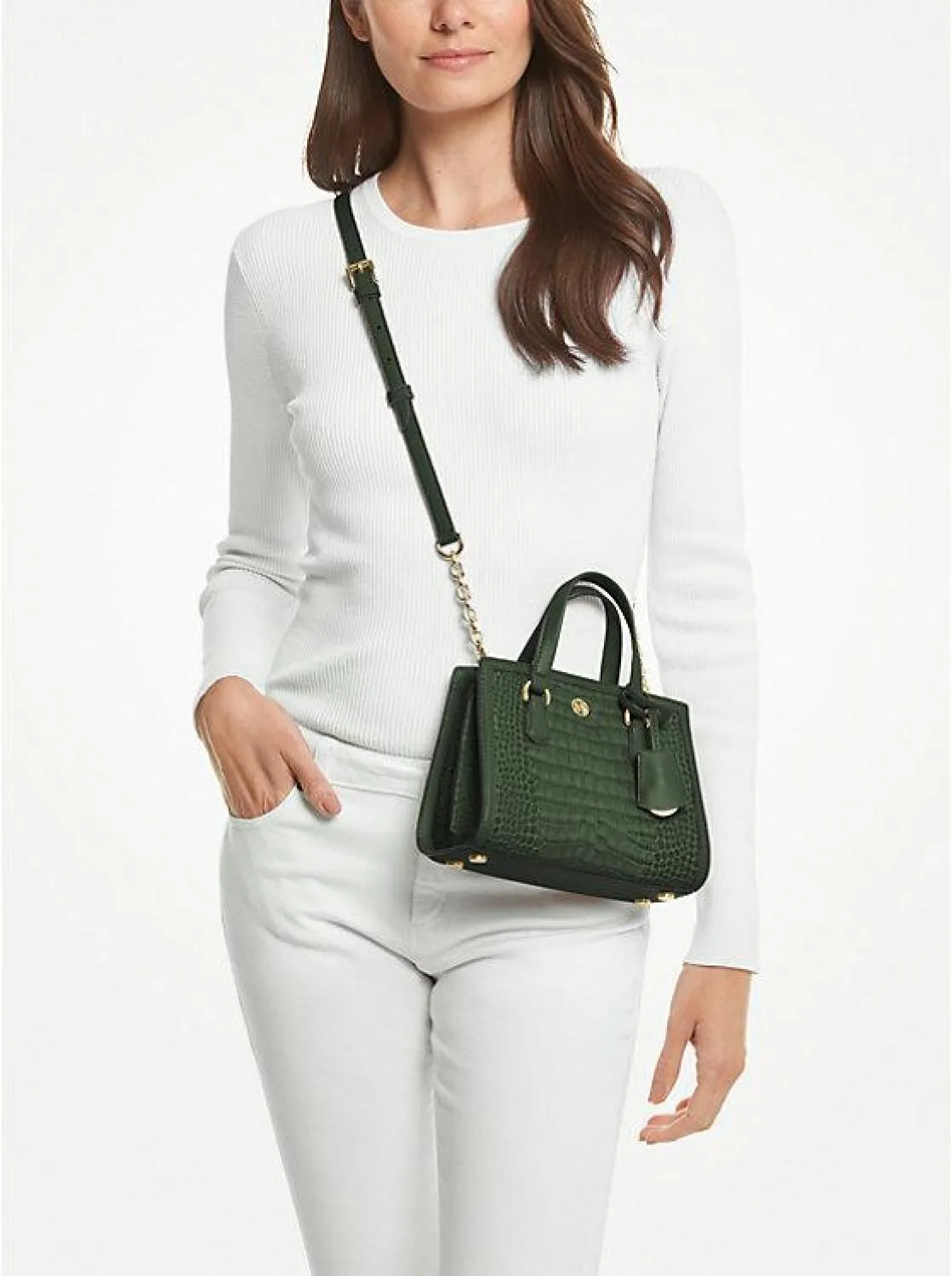 Chantal Extra-Small Crocodile Embossed Leather Messenger Bag