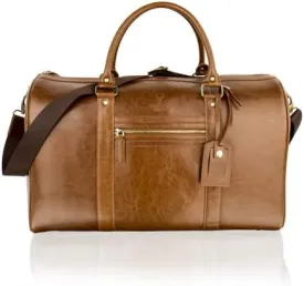 Cognac 18.5" Central Zip Weekend Bag Adjustable Shoulder Strap