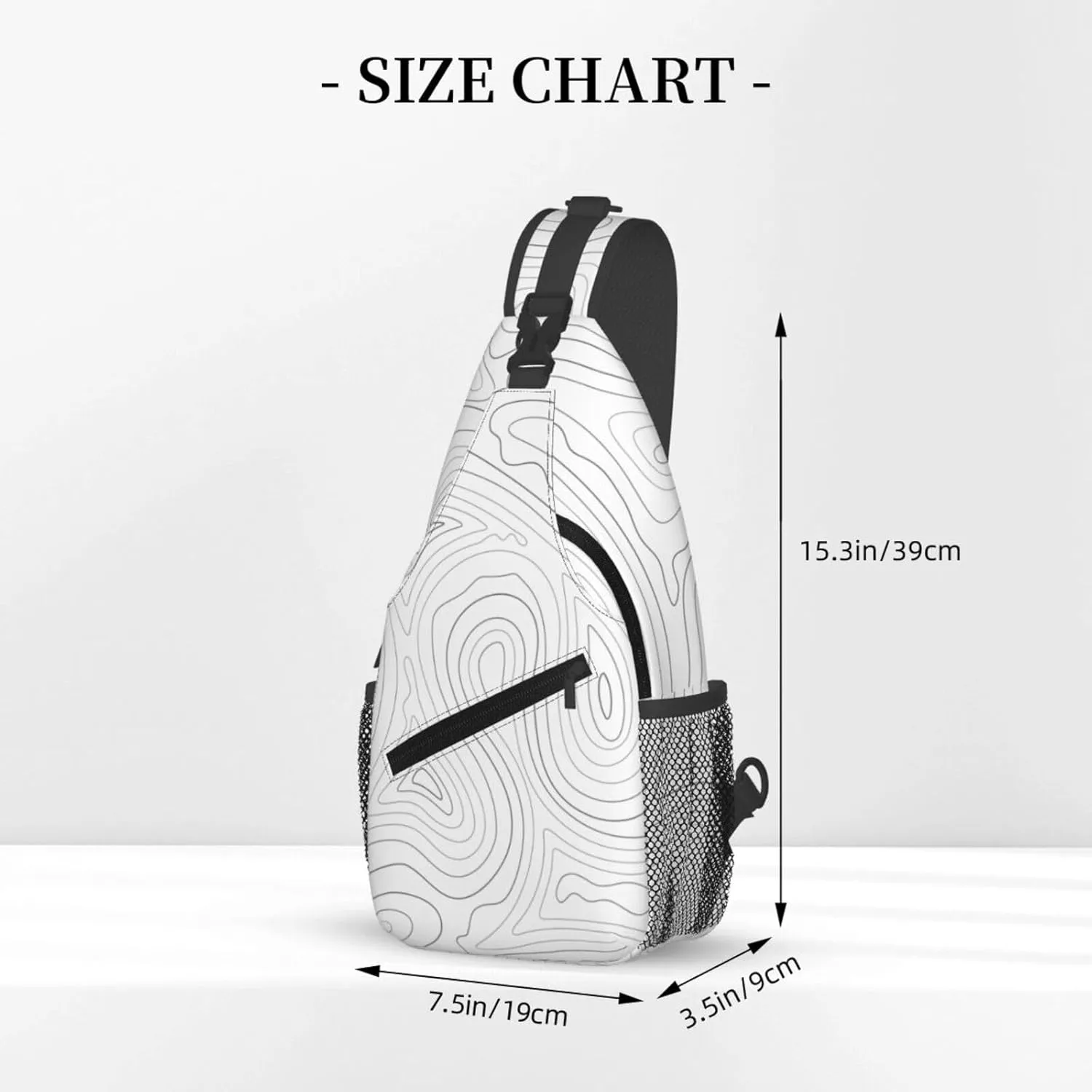 Crossbody Sling Bag for Men Women, Topographic Contour Map Sling Backpack Shoulder Chest Bag, Anti Theft Travel Hiking Daypacks