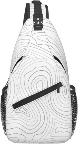 Crossbody Sling Bag for Men Women, Topographic Contour Map Sling Backpack Shoulder Chest Bag, Anti Theft Travel Hiking Daypacks