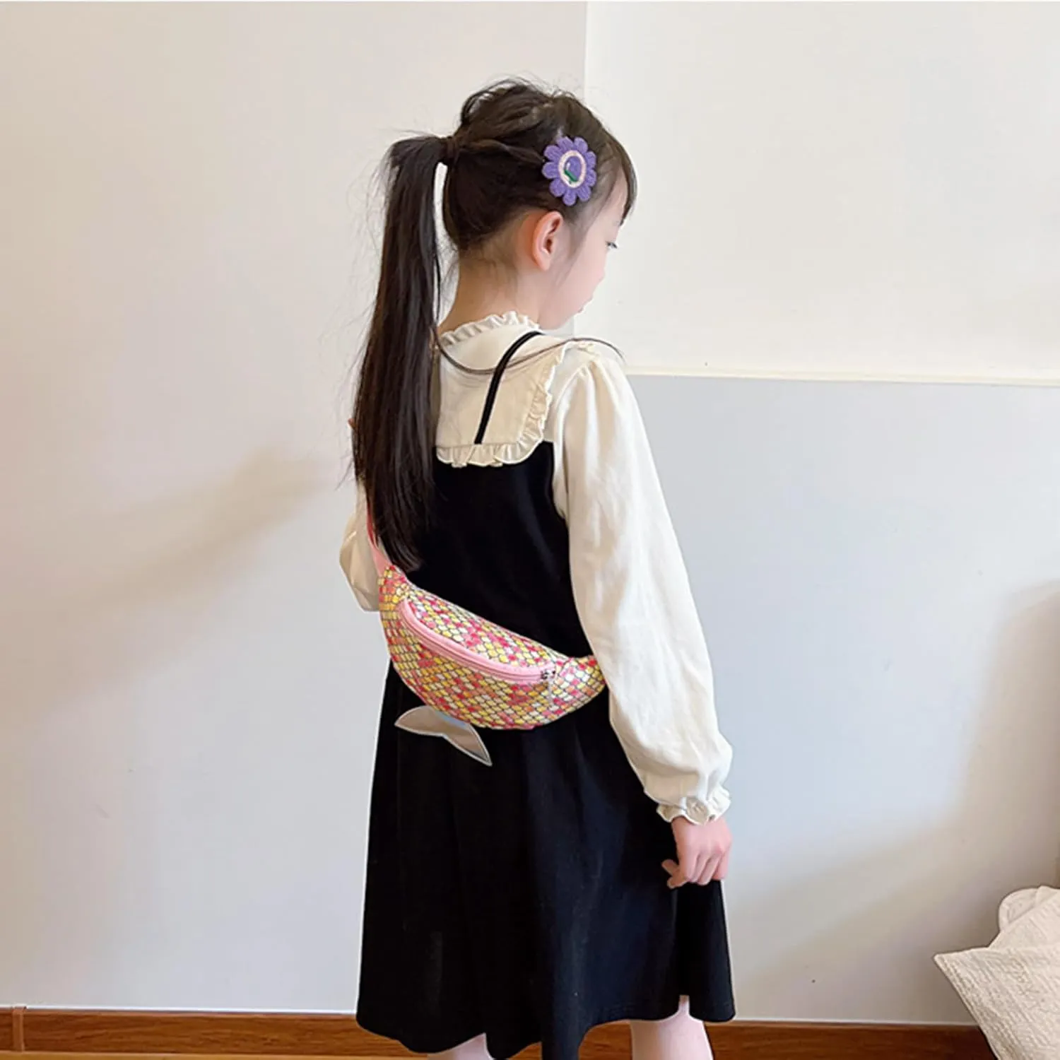 Cute Mermaid Tail Kids Fanny Pack Waist Bag for Toddler Girls Boys Small Crossbody Sling Bag Belt Bag