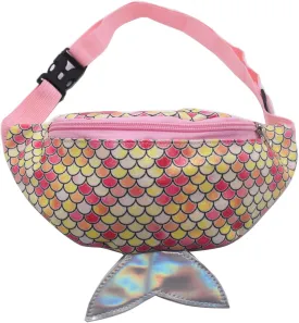 Cute Mermaid Tail Kids Fanny Pack Waist Bag for Toddler Girls Boys Small Crossbody Sling Bag Belt Bag