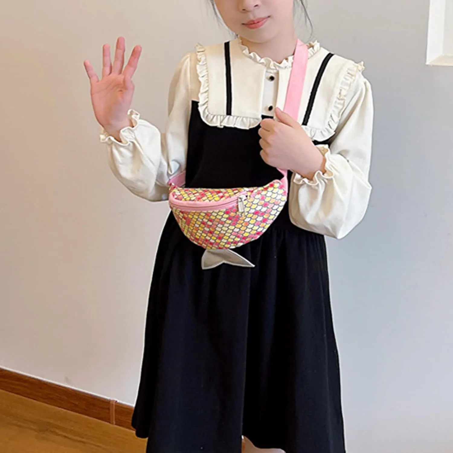 Cute Mermaid Tail Kids Fanny Pack Waist Bag for Toddler Girls Boys Small Crossbody Sling Bag Belt Bag