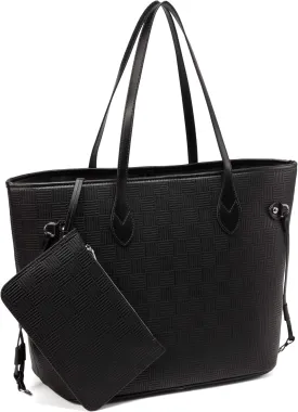 Daisy Rose Tote Shoulder Travel Bag & Matching Clutch PU Vegan Leather