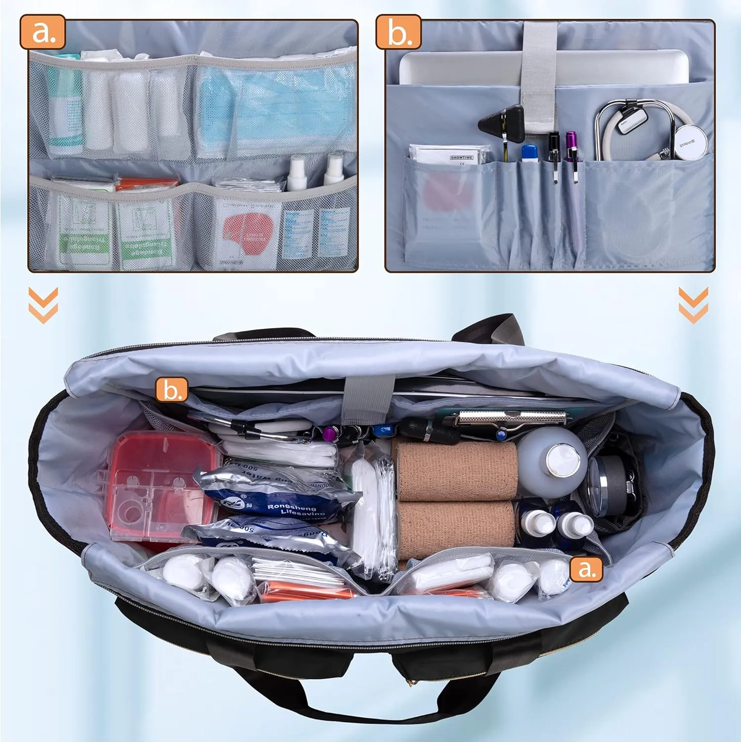 Damero Nurse Bag with Laptop Sleeve for Work & Home Care, Medical Students