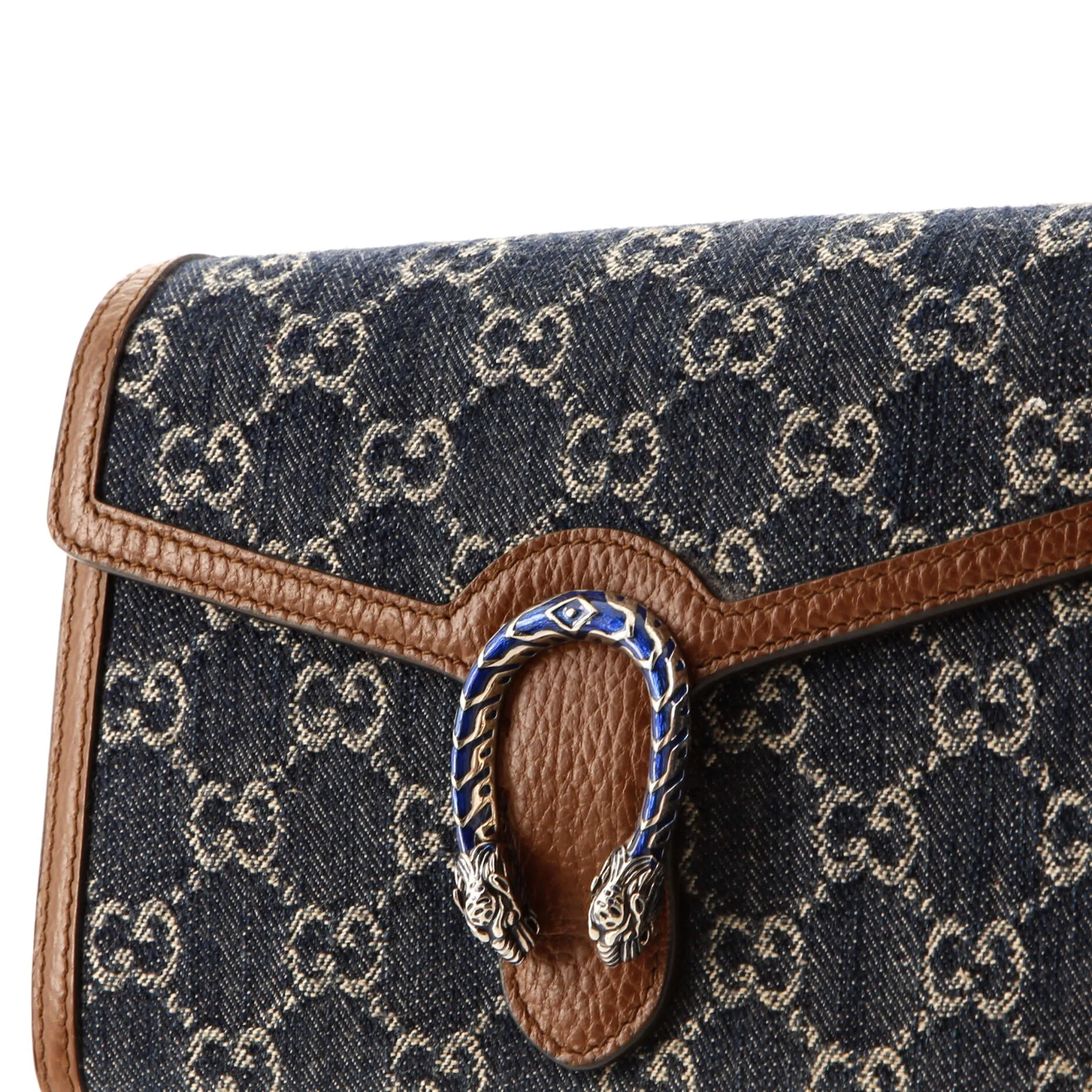 Dionysus Chain Wallet GG Denim Small