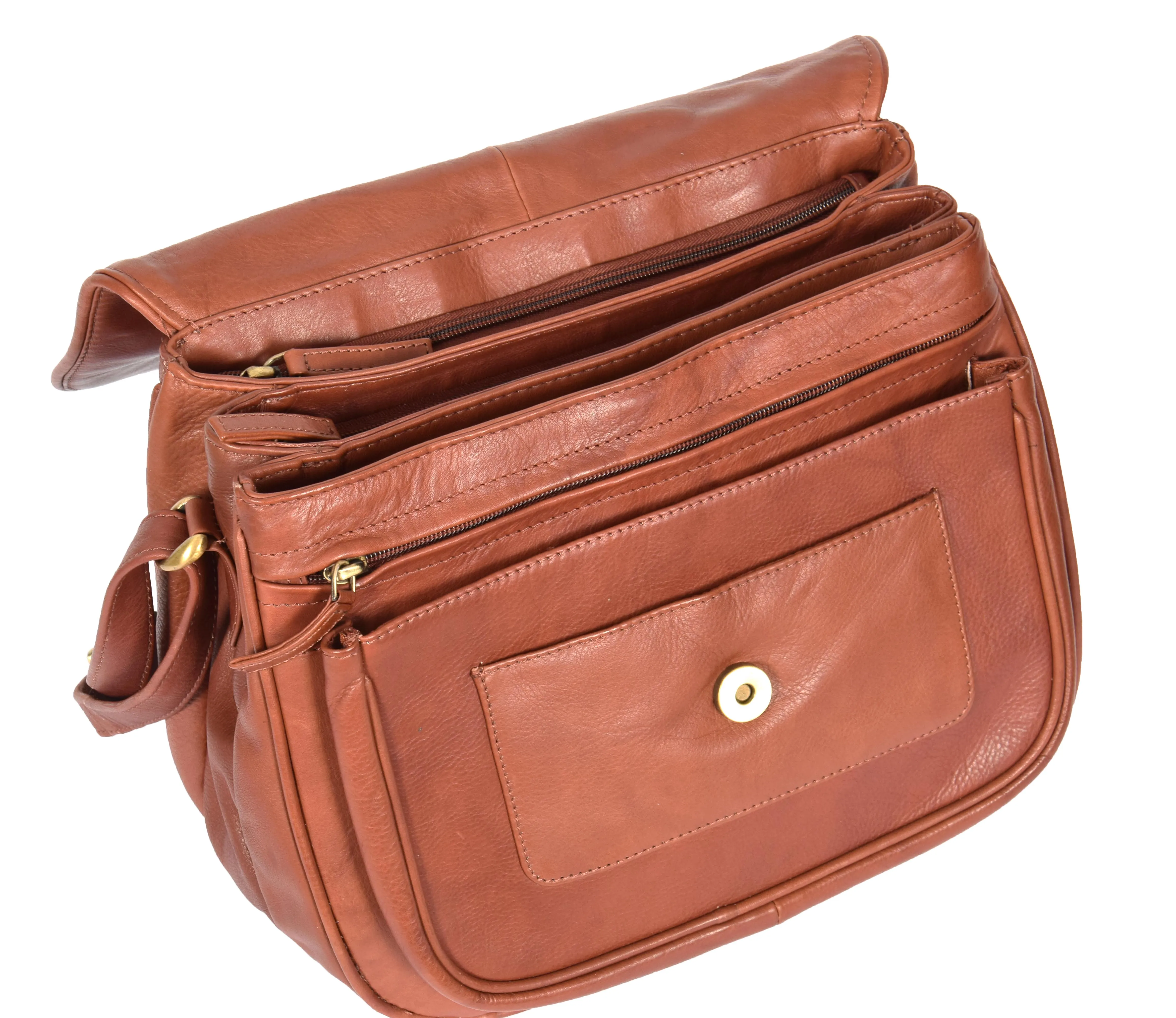 DR364 Women's Classic Cross Body Leather Bag Brown