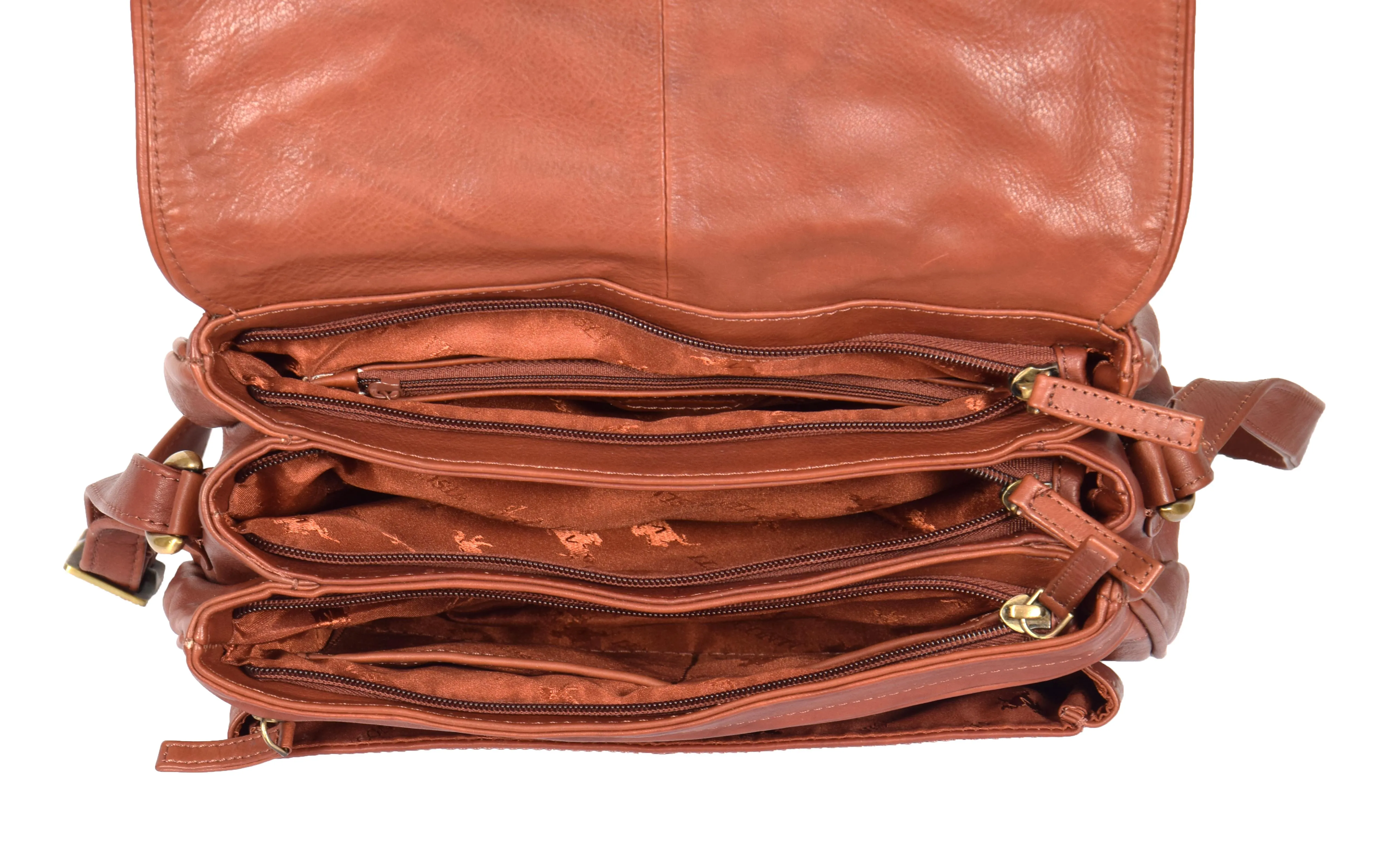 DR364 Women's Classic Cross Body Leather Bag Brown