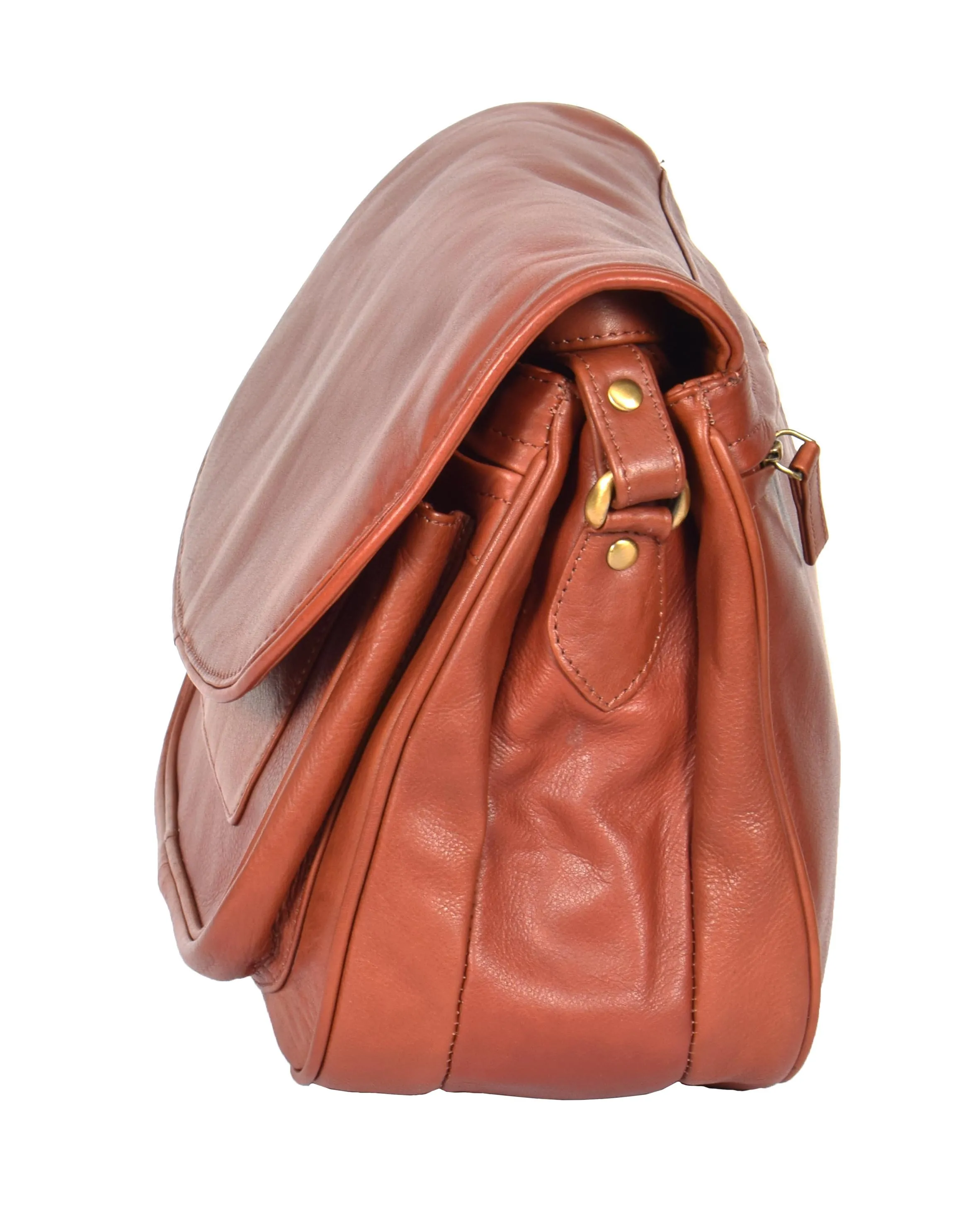 DR364 Women's Classic Cross Body Leather Bag Brown