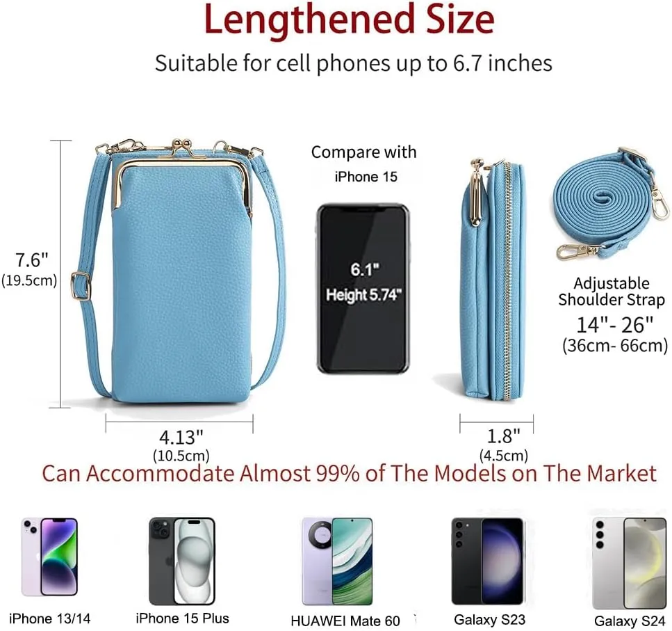 EASTNIGHTS Small Crossbody Phone Bag for Women Cell Phone Purse Wallet Kiss Lock Cute Shoulder Bag with Credit Card Slots
