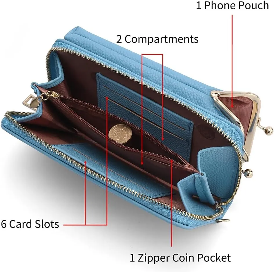 EASTNIGHTS Small Crossbody Phone Bag for Women Cell Phone Purse Wallet Kiss Lock Cute Shoulder Bag with Credit Card Slots