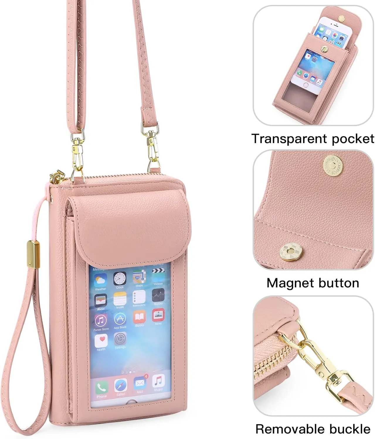 FALAN MULE Small Cell Phone Crossbody Bag Purse for Women, PU Leather Wallet Purse