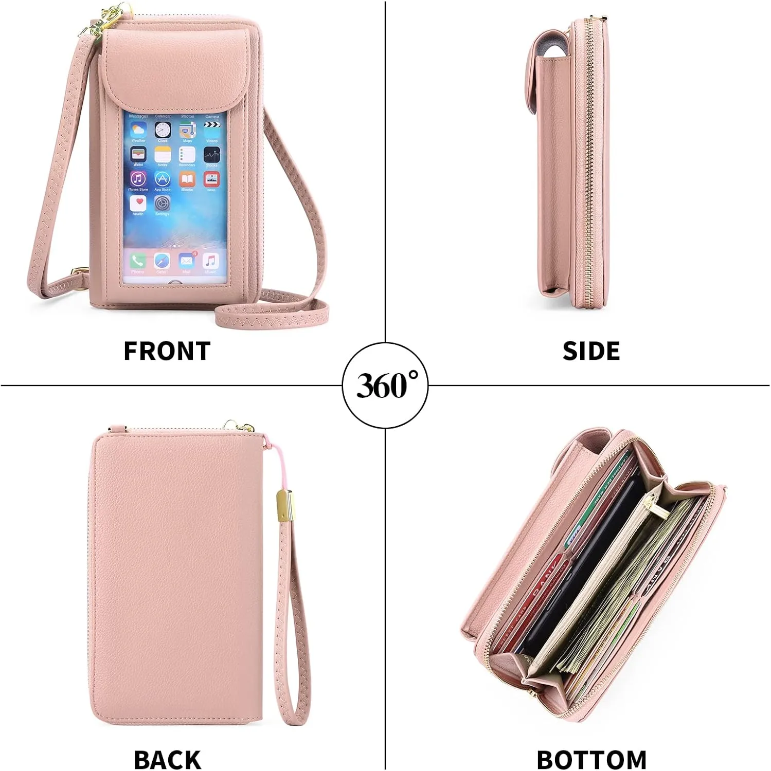 FALAN MULE Small Cell Phone Crossbody Bag Purse for Women, PU Leather Wallet Purse