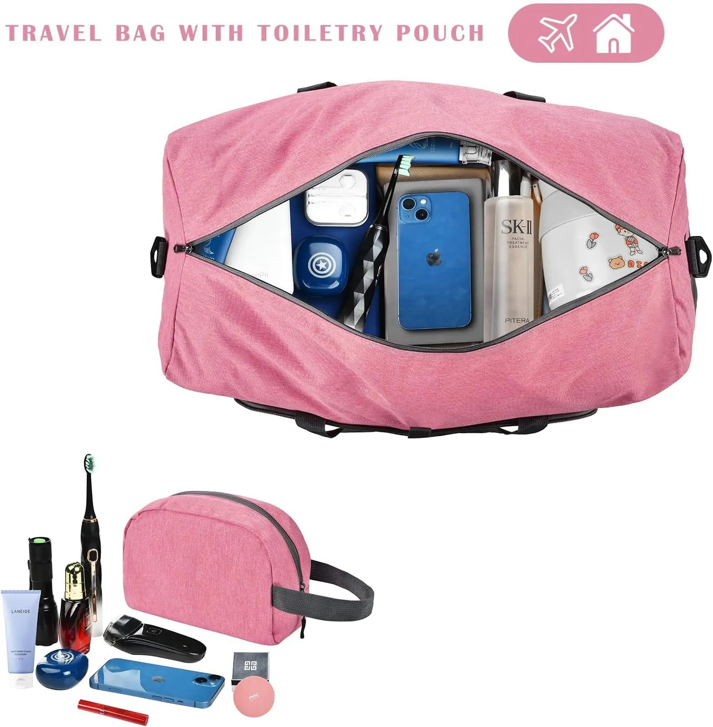 Felipe Varela Duffle Bag with Shoes Compartment and Adjustable Strap,Foldable Travel Duffel Bags for Men Women,Waterproof Duffel Bags