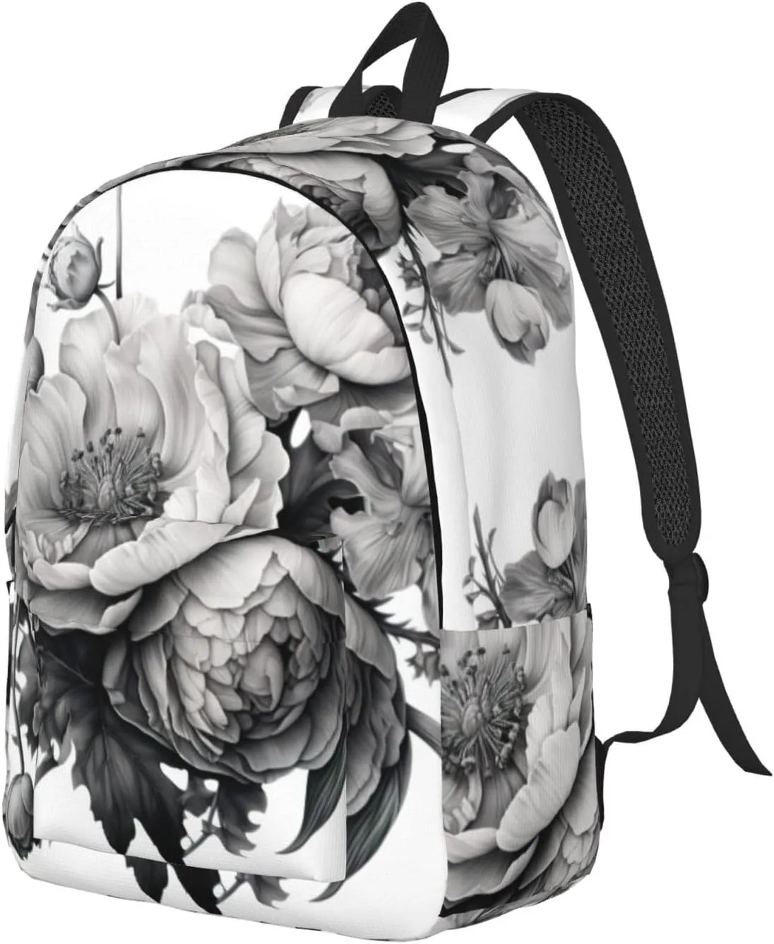 Floral Graphite Canvas Backpack For Men Women,Casual Rucksack Backpack, Laptop College Hiking Travel Bag