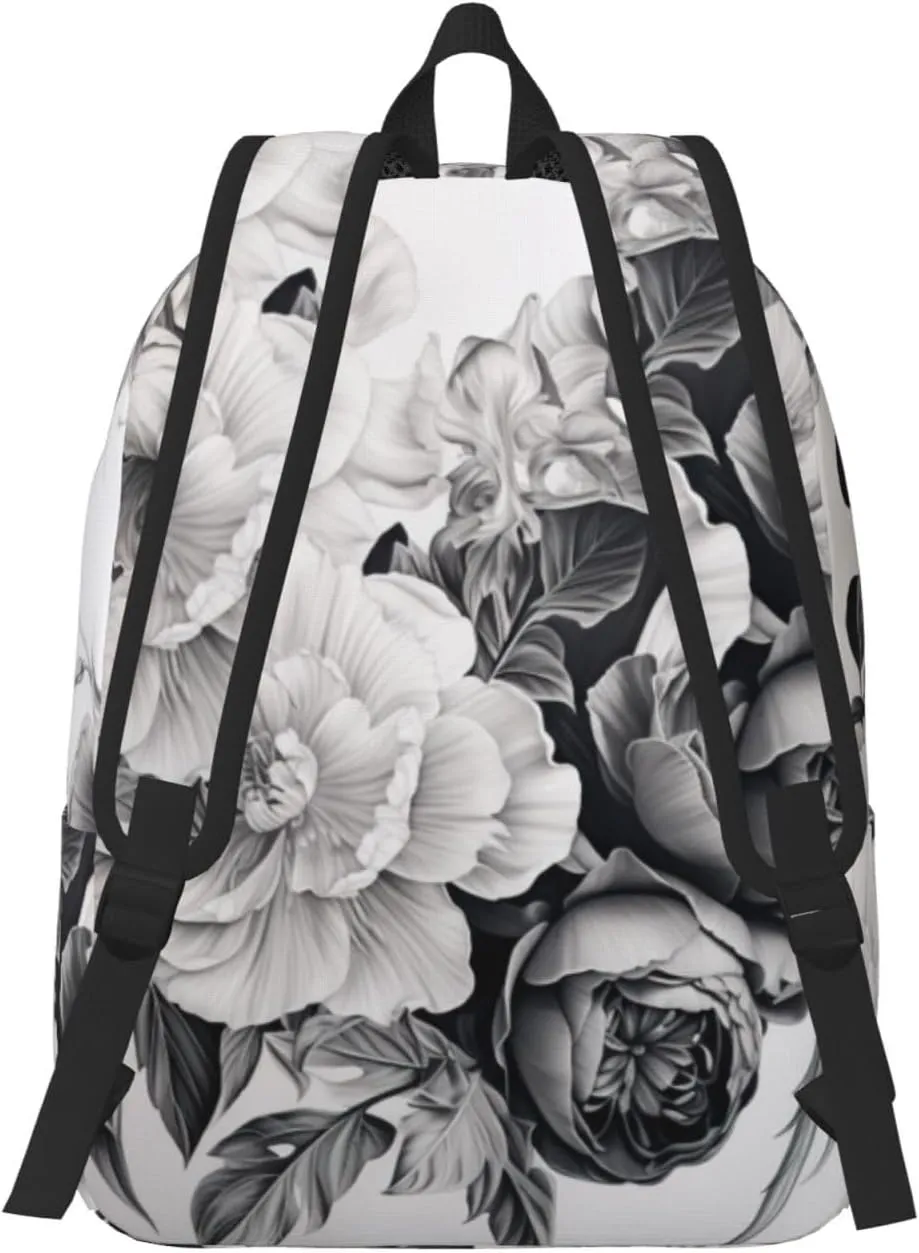Floral Graphite Canvas Backpack For Men Women,Casual Rucksack Backpack, Laptop College Hiking Travel Bag