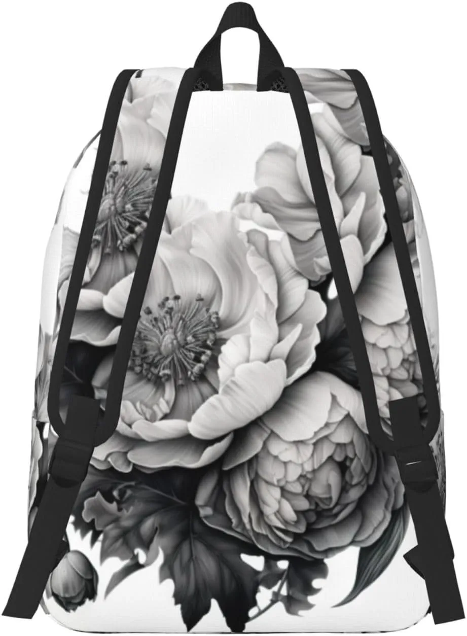 Floral Graphite Canvas Backpack For Men Women,Casual Rucksack Backpack, Laptop College Hiking Travel Bag