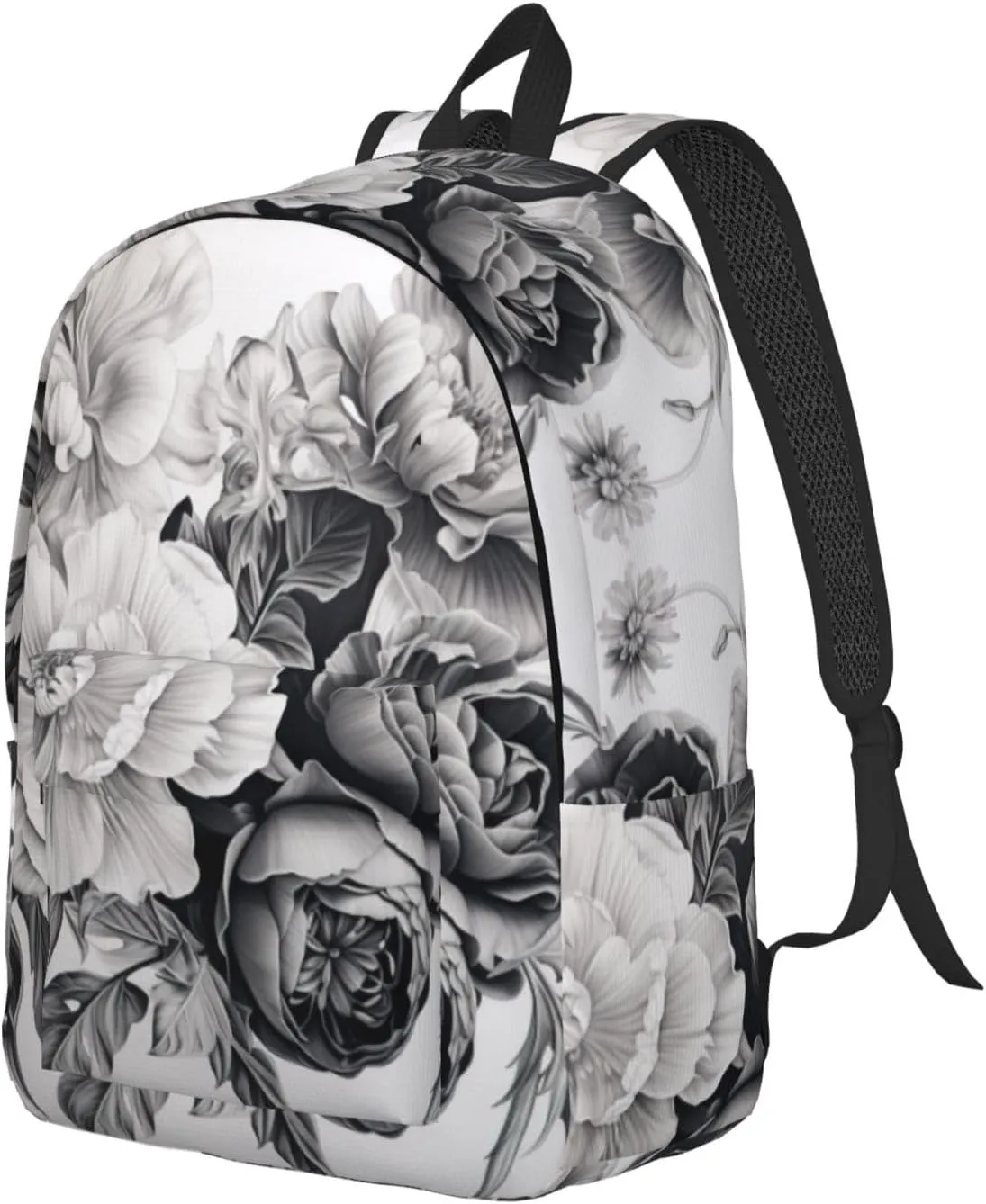 Floral Graphite Canvas Backpack For Men Women,Casual Rucksack Backpack, Laptop College Hiking Travel Bag