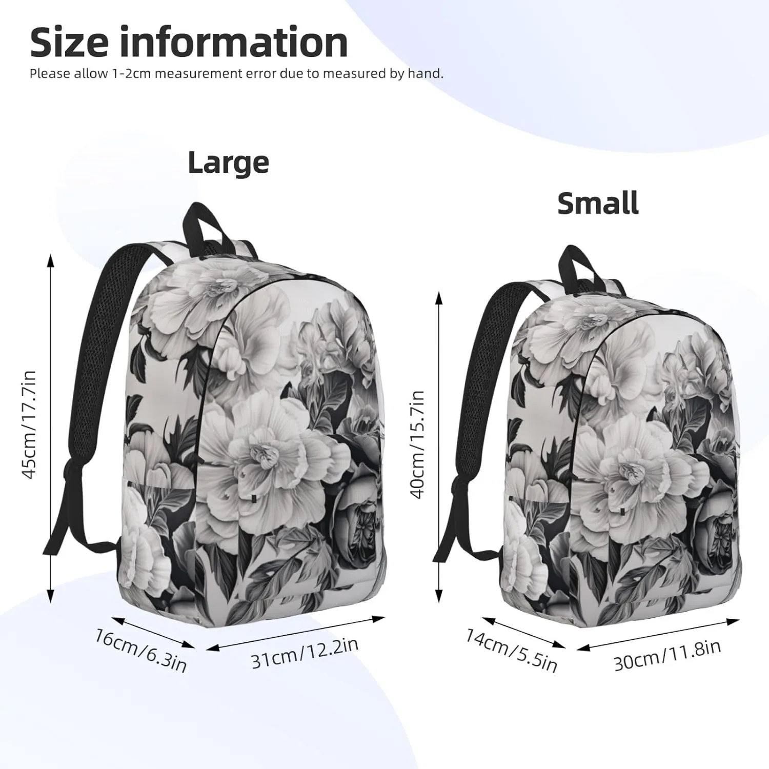 Floral Graphite Canvas Backpack For Men Women,Casual Rucksack Backpack, Laptop College Hiking Travel Bag