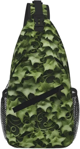 Floral Swirls Ivy Print Cross Chest Bag Diagonally Large Capacity And Adjustable Straps Travel Daypack