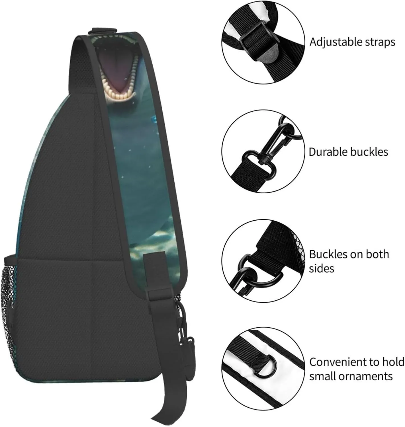 Funny Animal Dolphin Shoulder Bag Crossbody Backpack Chest Bag Lightweight Sling Daypackstravel Hiking Cycling For Men Women