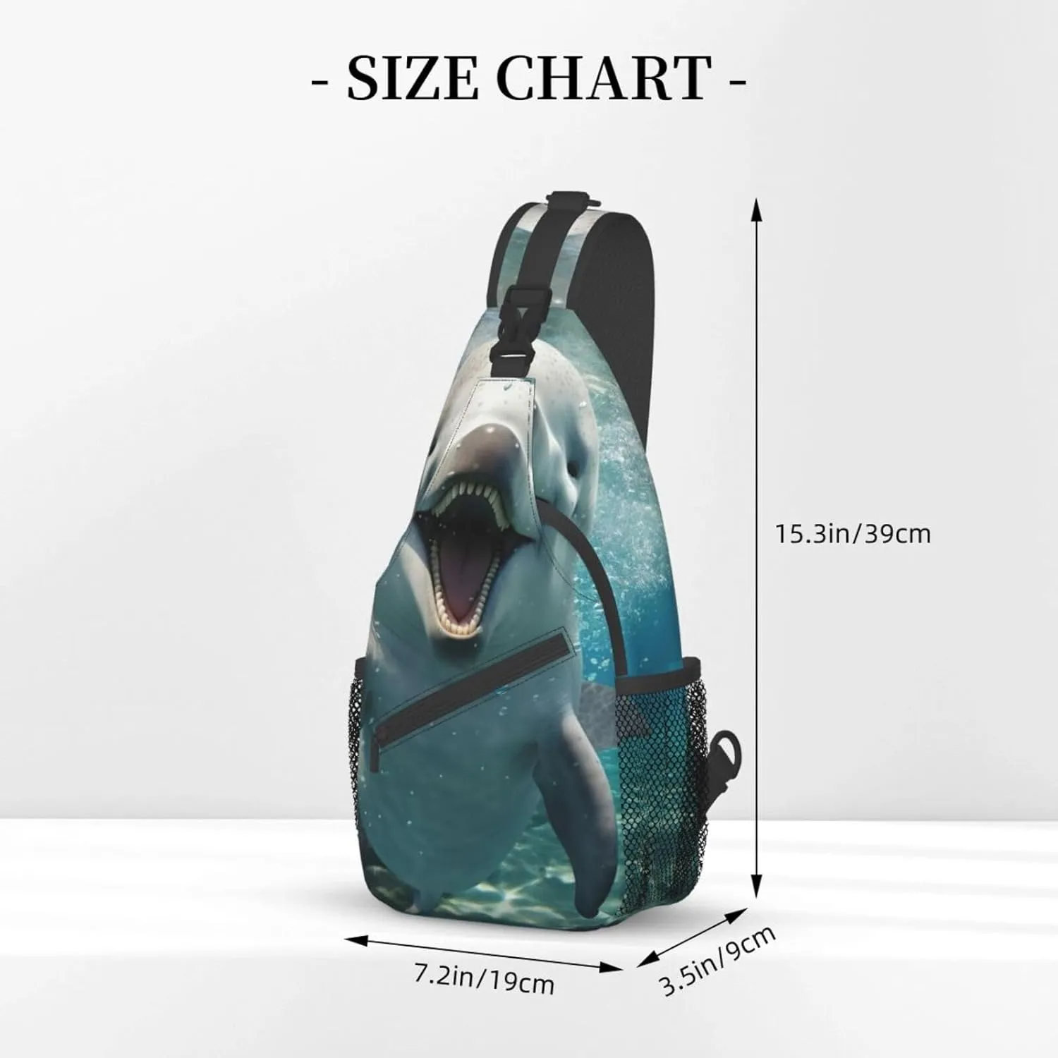 Funny Animal Dolphin Shoulder Bag Crossbody Backpack Chest Bag Lightweight Sling Daypackstravel Hiking Cycling For Men Women