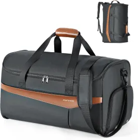 Garment Bags for Travel - Convertible Carry on Garment Duffle Backpack with Shoe Compartment, 3 in 1 Hanging Travel Suit Bag with Shoulder Strap for Men Women, Black