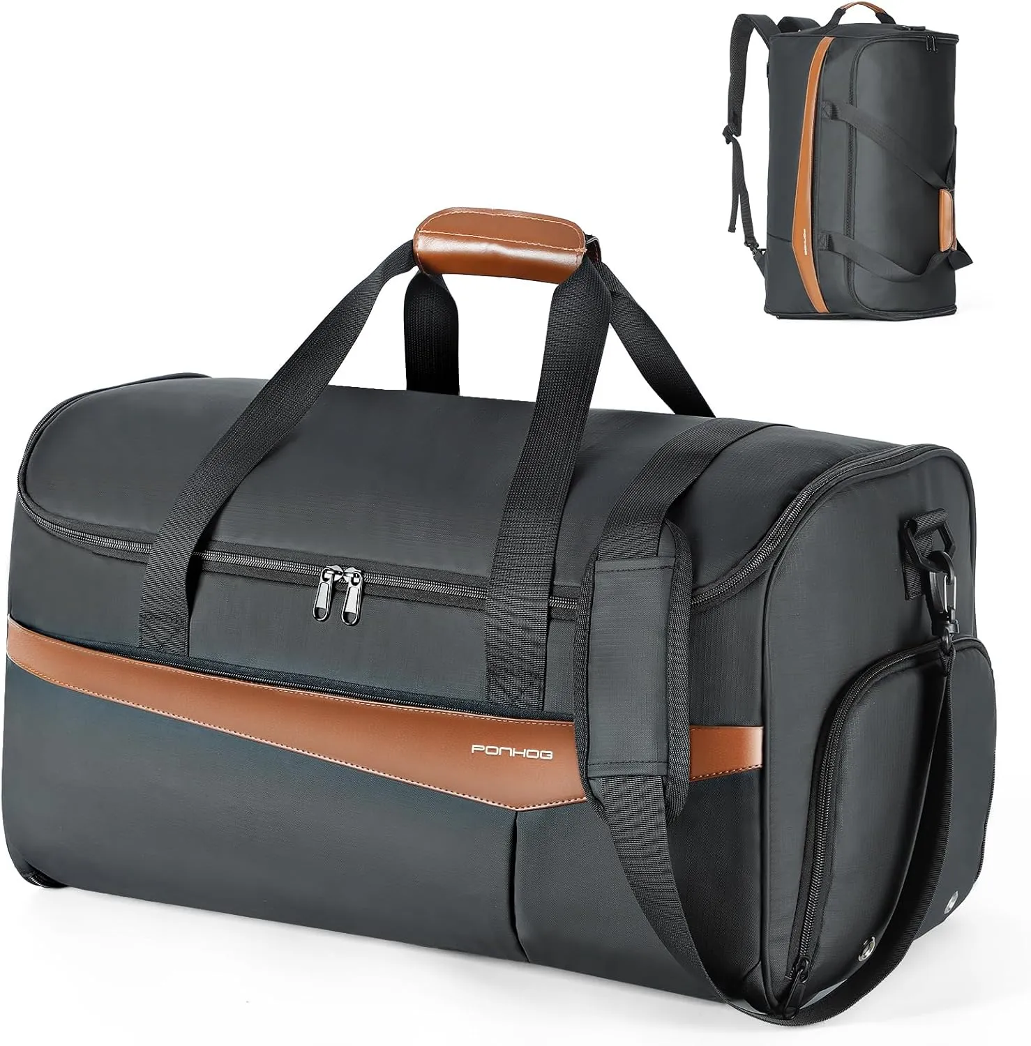 Garment Bags for Travel - Convertible Carry on Garment Duffle Backpack with Shoe Compartment, 3 in 1 Hanging Travel Suit Bag with Shoulder Strap for Men Women, Black